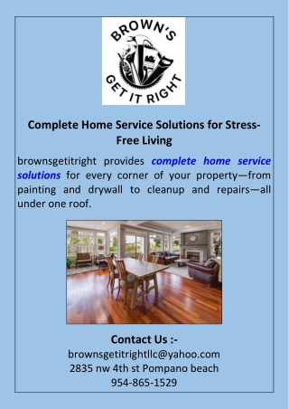 Complete Home Service Solutions for Stress-Free Living