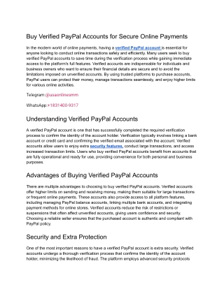 Buy Verified PayPal Accounts for Secure Online Payments