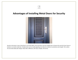 Advantages of Installing Metal Doors for Security