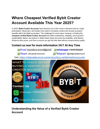 Where Cheapest Verified Bybit Creator Account Available This Year 2025_