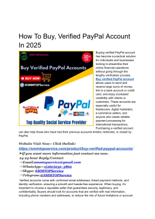 How To Buy, Verified PayPal Account In 2025