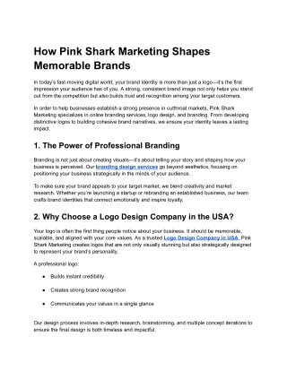 How Pink Shark Marketing Shapes Memorable Brands