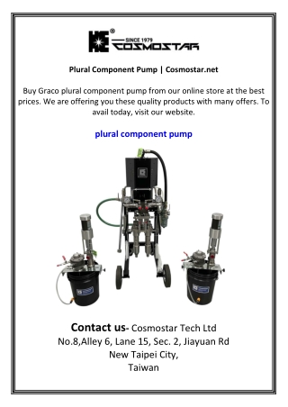 Plural Component Pump | Cosmostar.net