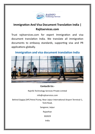 Immigration And Visa Document Translation India  Rajitservices.com