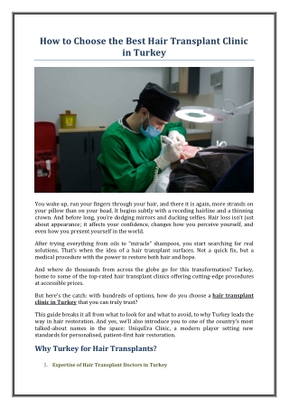 How to Choose the Best Hair Transplant Clinic in Turkey