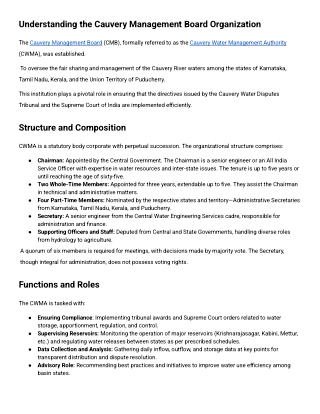 Understanding the Cauvery Management Board Organization