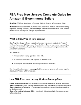 FBA Prep New Jersey_ Complete Guide for Amazon & E-commerce Sellers