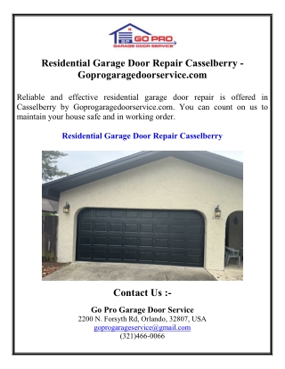Residential Garage Door Repair Casselberry - Goprogaragedoorservice.com