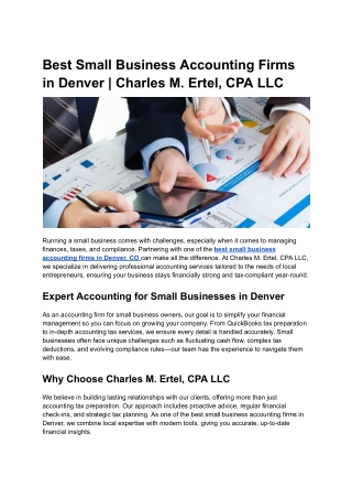 Best Small Business Accounting Firms in Denver _ Charles M. Ertel, CPA LLC