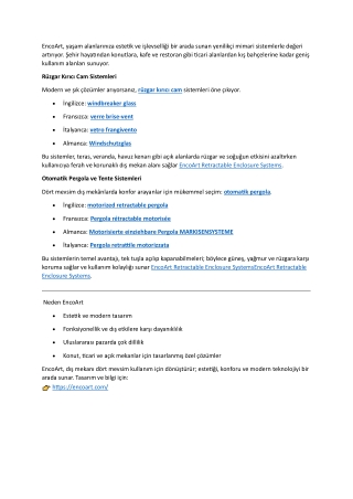 EncoArt – Dış Mekanlara Şıklık ve Konfor Katan Çözümler