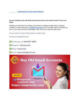 Aged Gmail Accounts Instant Delivery