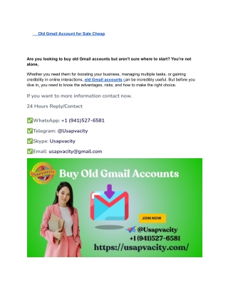 _      Old Gmail Account for Sale Cheap