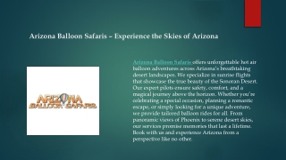 Arizona Balloon Safaris – Experience the Skies of