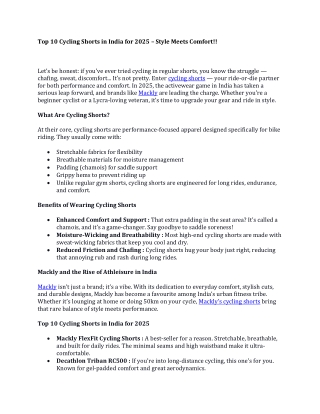 Top 10 Cycling Shorts in India for 2025 – Style Meets Comfort!!