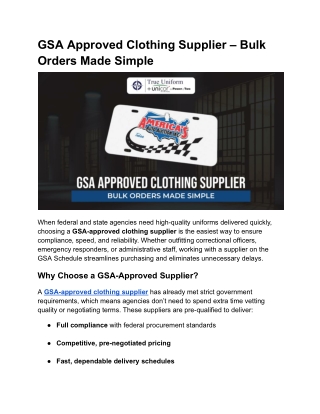 GSA Approved Clothing Supplier – Bulk Orders Made Simple