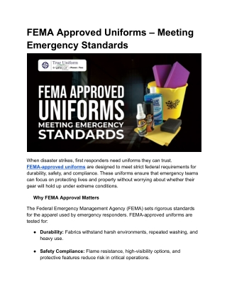 FEMA Approved Uniforms – Meeting Emergency Standards