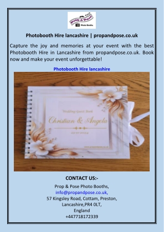 Photobooth Hire lancashire  propandpose.co.uk