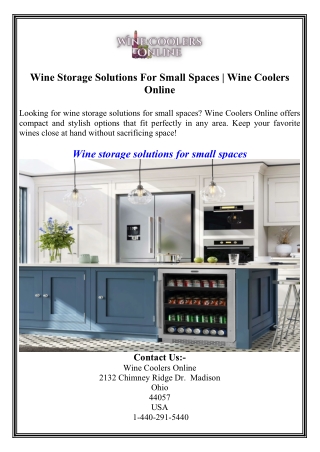 Wine Storage Solutions For Small Spaces  Wine Coolers Online