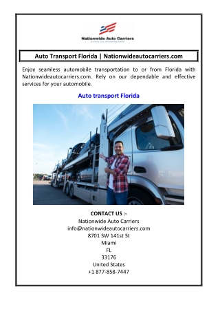 Auto Transport Florida  Nationwideautocarriers.com