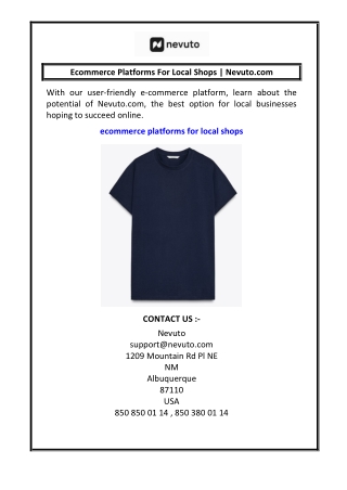 Ecommerce Platforms For Local Shops  Nevuto.com