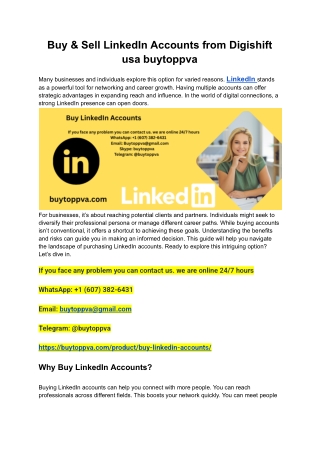 Buy & Sell LinkedIn Accounts from Digishift usa buytoppva