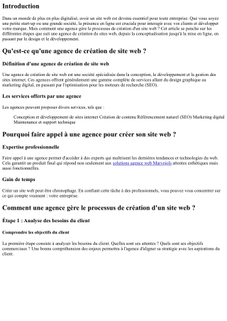 Comment une agence gère le processus de création d'un site web ?