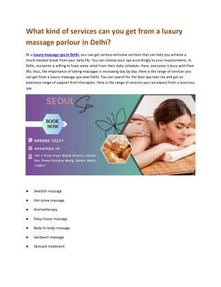 What kind of services can you get from a luxury massage parlour in Delhi