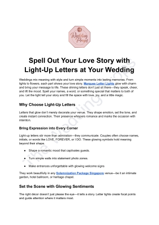 Spell Out Your Love Story with Light-Up Letters at Your Wedding