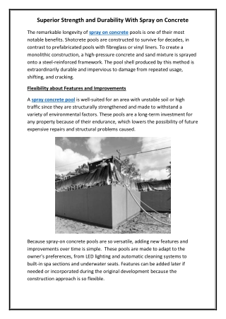 Superior Strength and Durability With Spray on Concrete