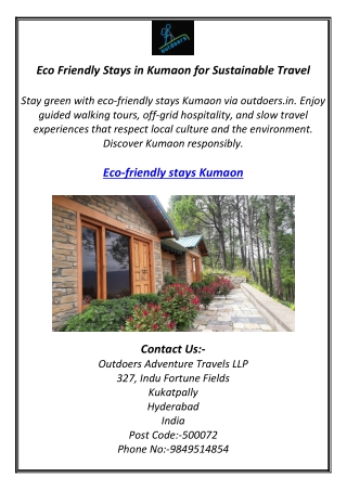 Eco Friendly Stays in Kumaon for Sustainable Travel