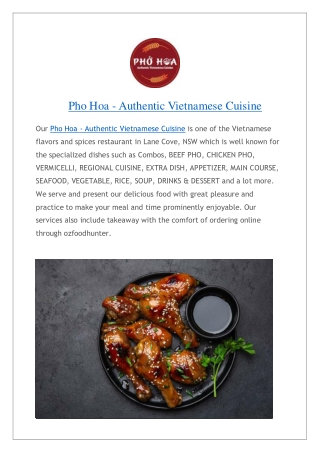 Pho Hoa - Vietnamese Cuisine Menu | Lane Cove | Order Online