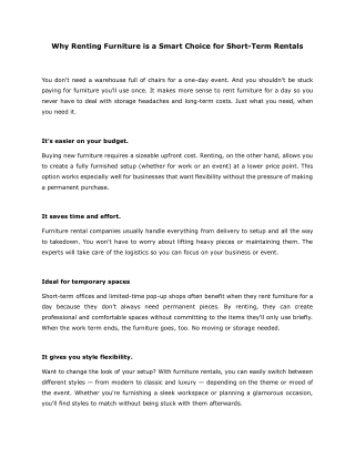 Why Renting Furniture is a Smart Choice for Short-Term Rentals