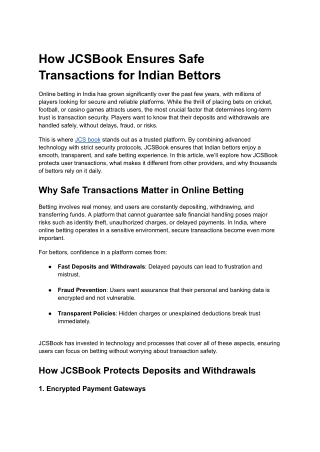 How JCSBook Ensures Safe Transactions for Indian Bettors