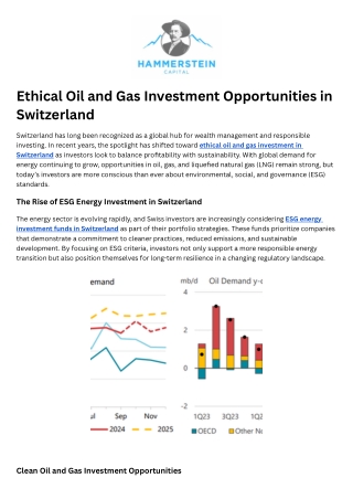 Clean Oil and Gas Investment Switzerland
