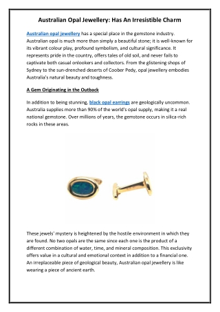 Australian Opal Jewellery Has An Irresistible Charm