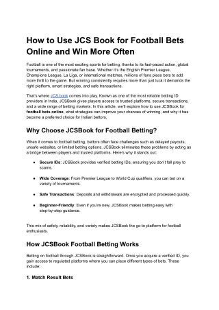 How to Use JCS Book for Football Bets Online and Win More Often