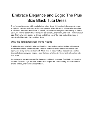 Plus Size Black Tutu Dress