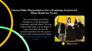 AI Powered Photo Booth For Events