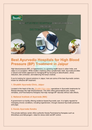 Best Ayurvedic Hospitals for High Blood Pressure