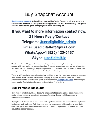 Buy Snapchat Account & USA,UK Verified