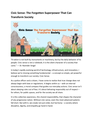 Civic Sense: The Forgotten Superpower That Can Transform Society