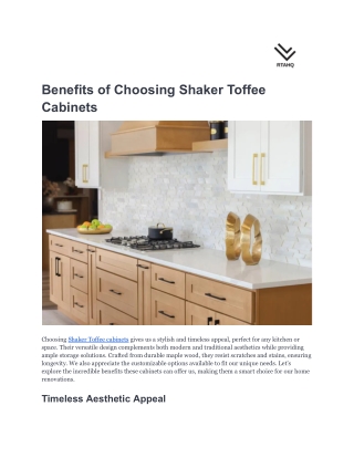 Benefits of Choosing Shaker Toffee Cabinets