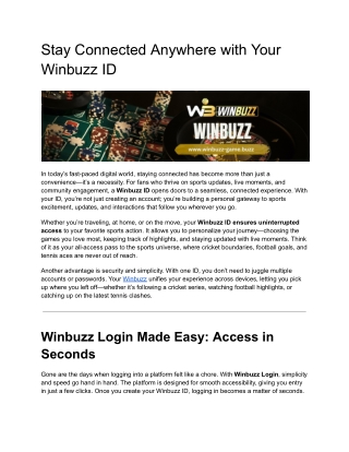 Stay Connected Anywhere with Your Winbuzz ID