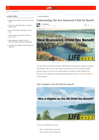 LifeBuzz Expertise: New Brunswick Child Tax Benefit