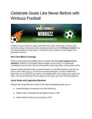 Celebrate Goals Like Never Before with Winbuzz Football