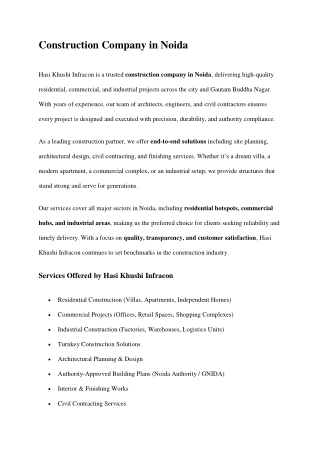 Construction Company in Noida