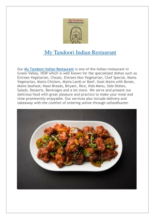 My Tandoori Indian Restaurant Green Valley Menu | Takeaway