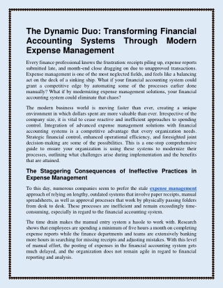 The Dynamic Duo Transforming Financial Accounting Systems Through Modern Expense Management