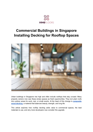 Commercial Buildings in Singapore Installing Decking for Rooftop Spaces