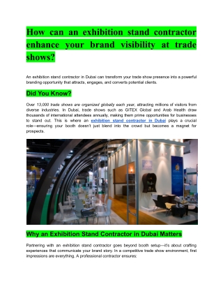 How can an exhibition stand contractor enhance your brand visibility at trade shows_]